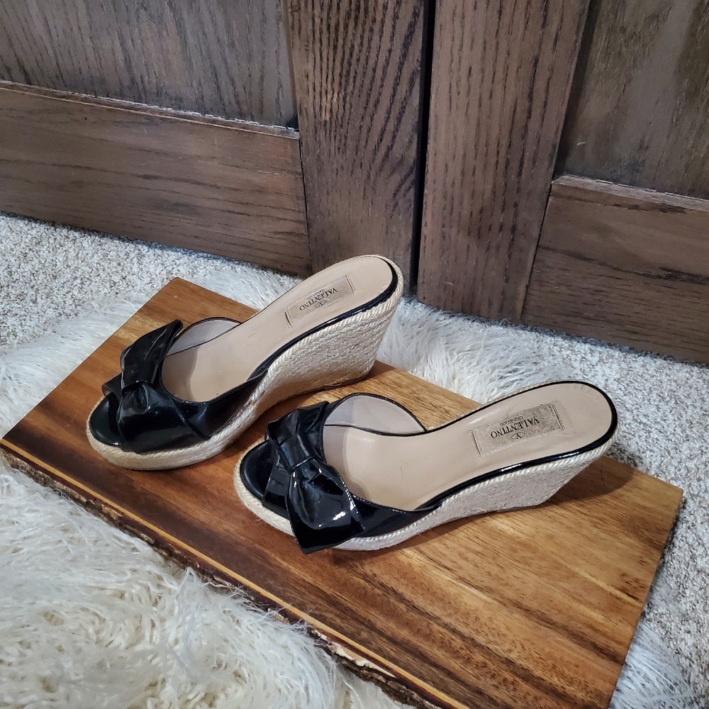 Valentino Black Espadrille Wedge Sandals - Picture 3 of 6